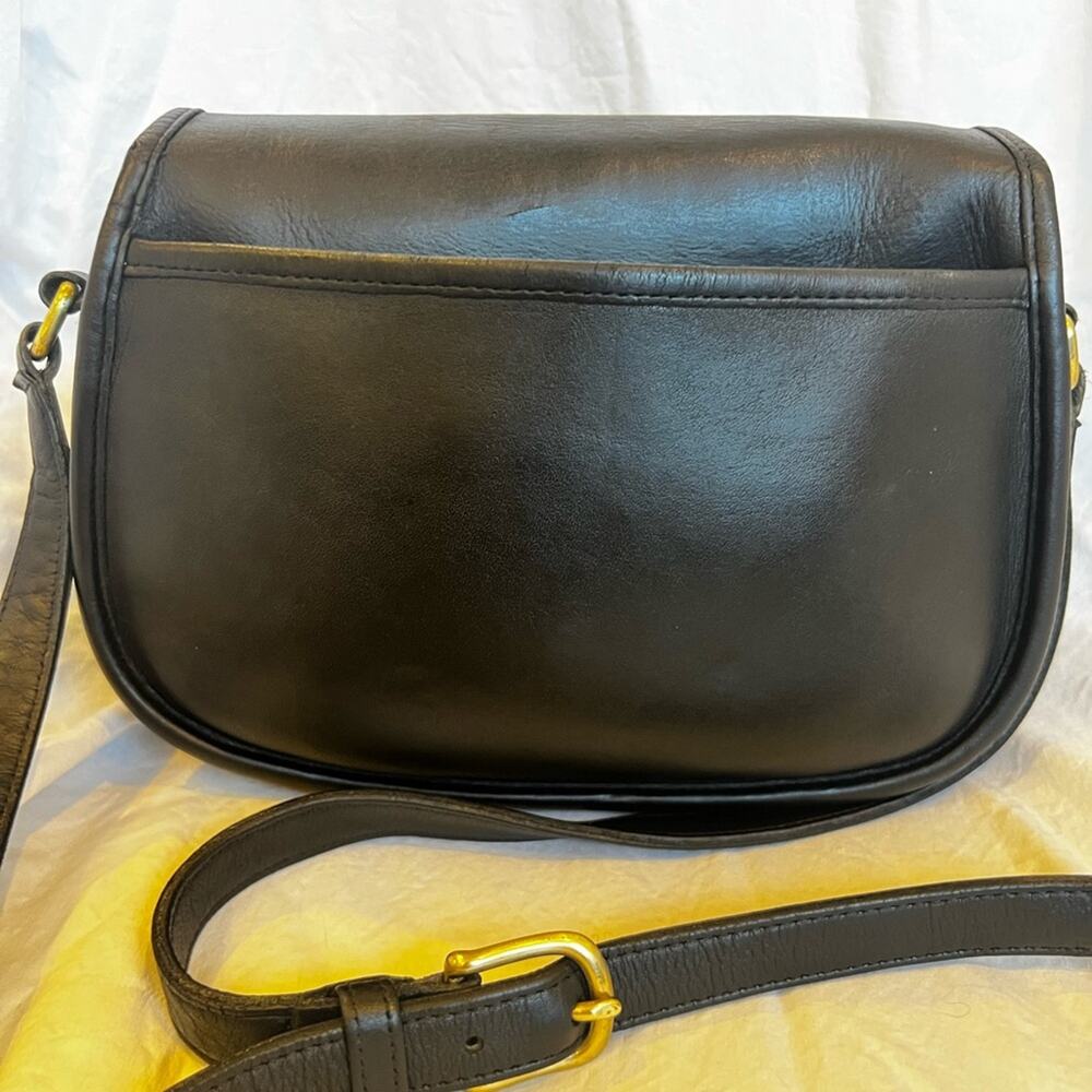 Vintage Coach Prairie Black Leather Crossbody Bag 9954 with Brass Hardware - Picture 6 of 14